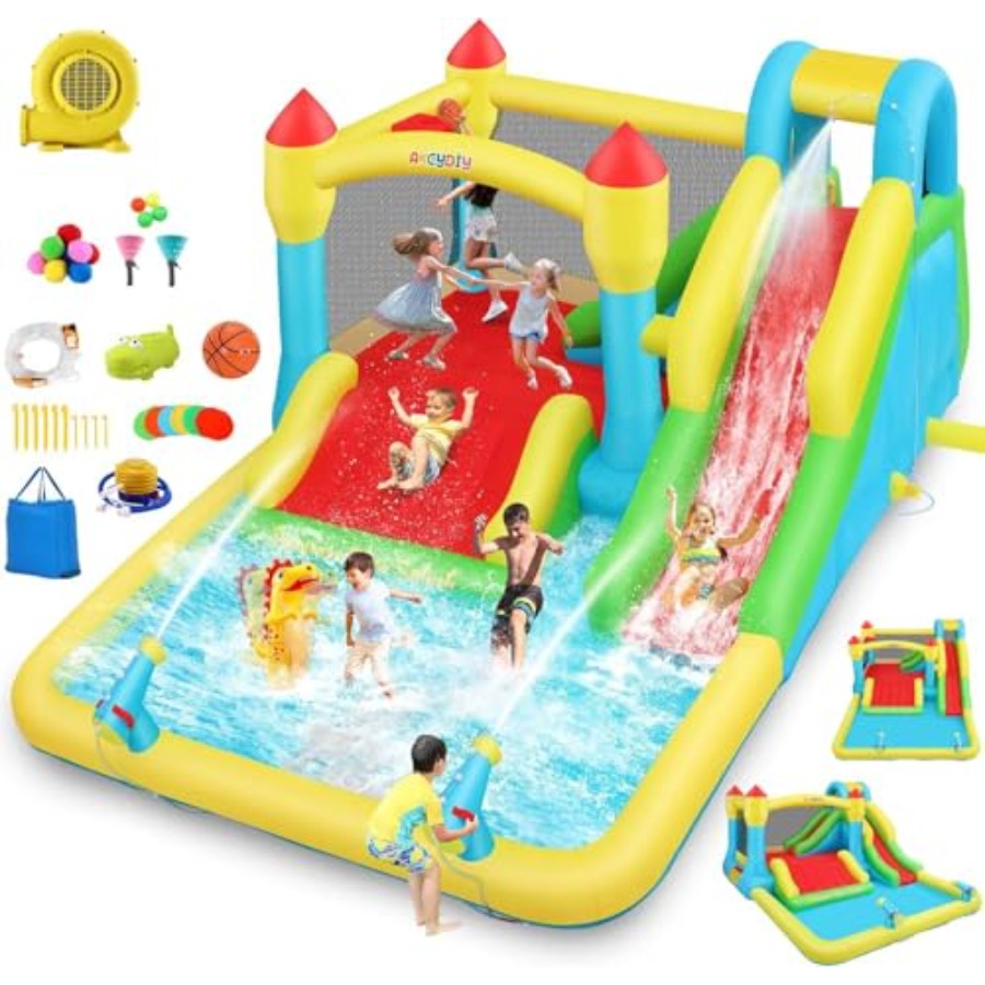 Kids Outdoor Inflatable Water Slide - Aufblasbare Wasser-Hüpfburg für Kinder von 3-12