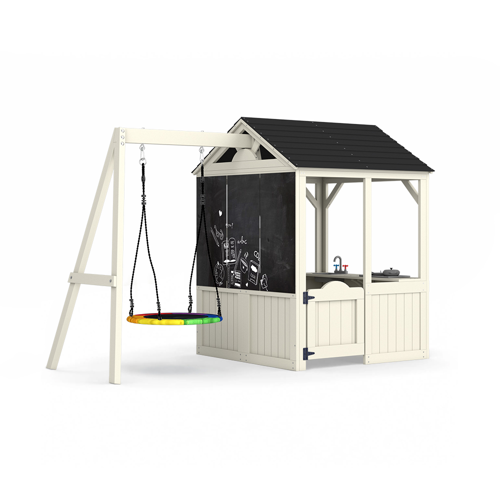Kids Outdoor Wooden Playset - Gartenmöbel für Kinder: Spielhaus, Rollenspielplatz, Outdoor-Picknicktische,