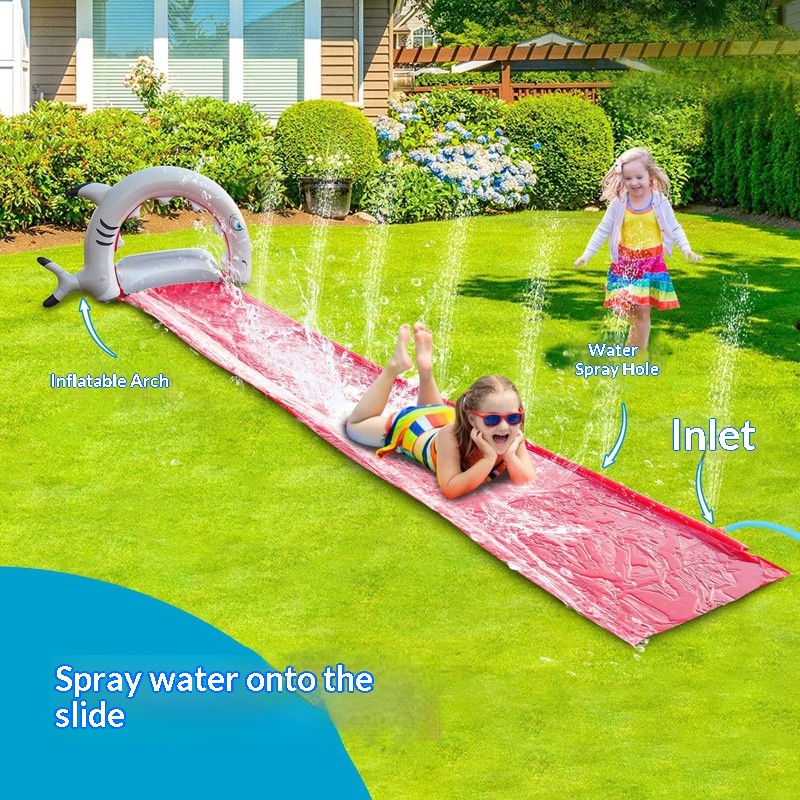 Kids Outdoor Inflatable Water Slide - Aufblasbare Wal-Wasserrutsche mit Sprinkler für Kinder