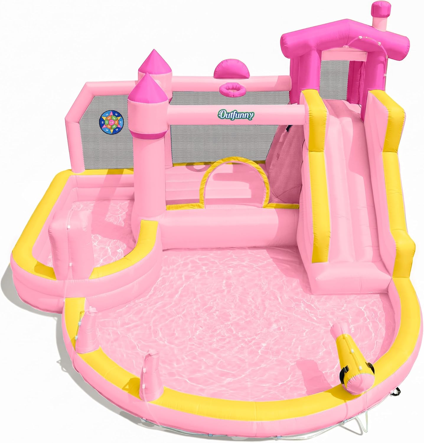 Kids Outdoor Inflatable Water Slide - Rosa Aufblasbare Wasserrutsche Hüpfburg für Kinder