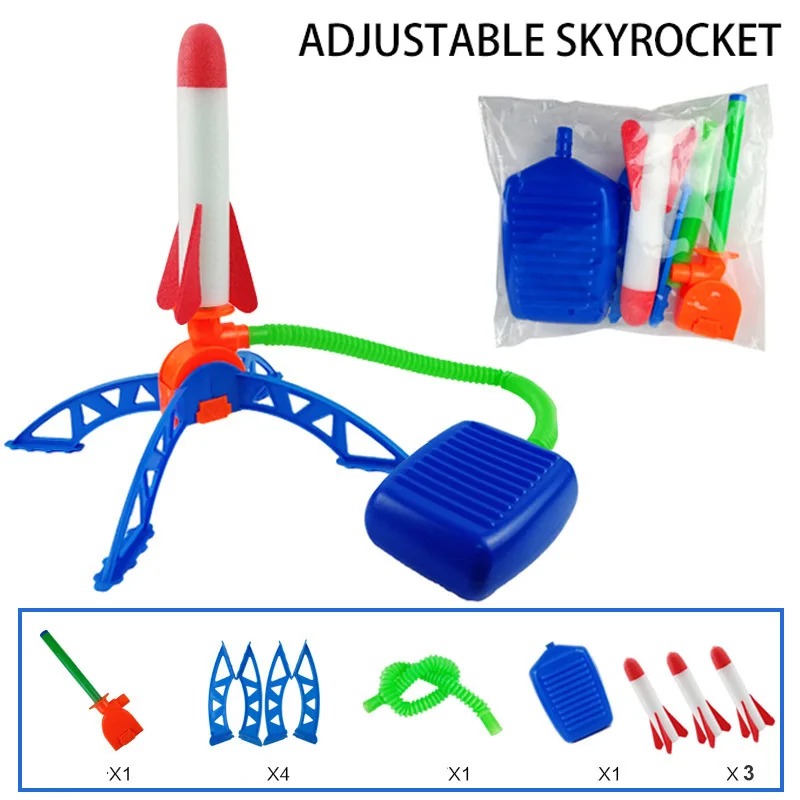 Kids Outdoor Jumping Toys - Luftraketen-Fußpumpen-Launcher, Outdoor-Luftdruck-Pedal-Raketen-Spielzeug, Kinderspielzeug, Sprung-Sportspiel, Kinderspielzeug-Geschenk