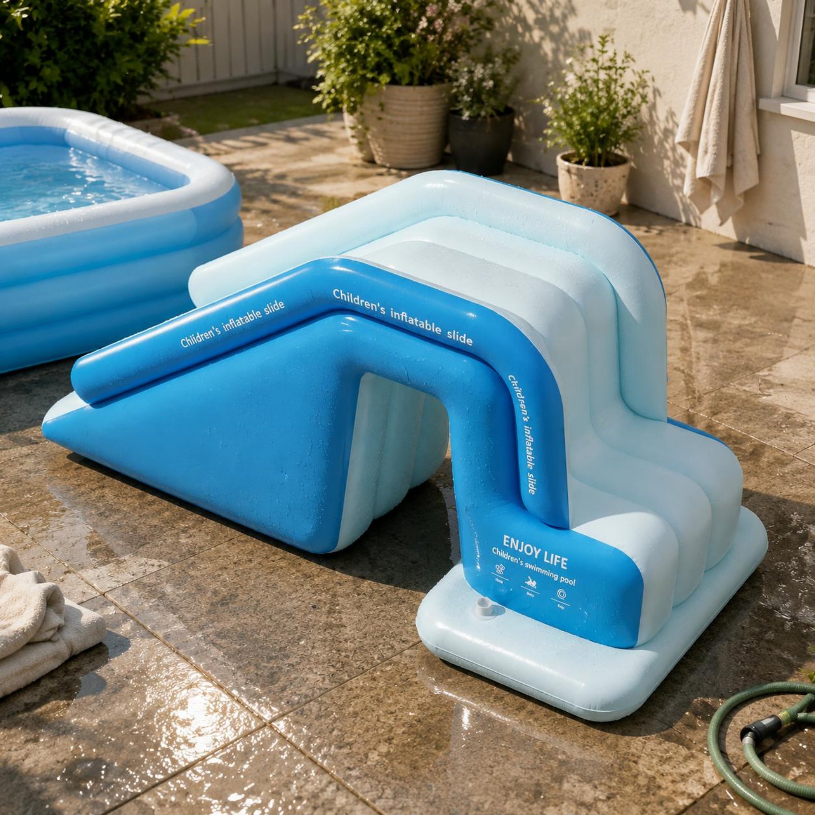 Kids Outdoor Inflatable Water Slide - Aufblasbare Poolrutsche Faltbarer Aufblasbarer Wasserpark Kinder-Spritzbecken