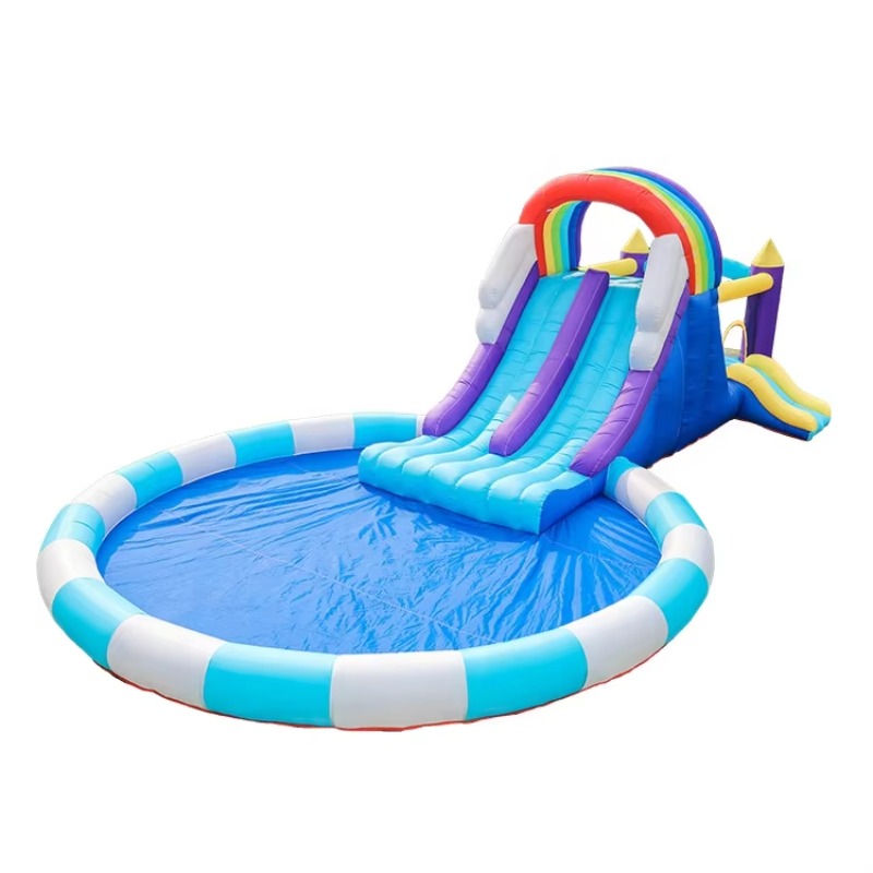 Kids Outdoor Inflatable Water Slide - Riesige Regenbogen-Aufblasbare Wasserrutsche für Kinder PVC