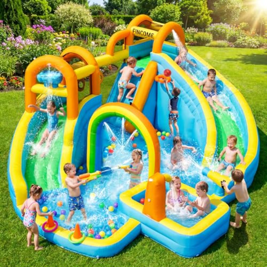 Kids Outdoor Inflatable Water Slide - Aufblasbarer Wasserrutschenpark für Kinder im Garten: