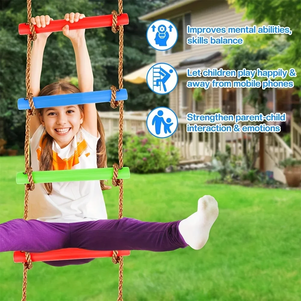 Kids Outdoor Climbing Equipment - 1 Stück Bunte Kletterleiter mit Schaukel