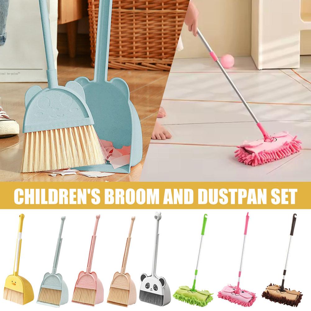 Kids Outdoor Broom - Mini-Kinderbesen- und Kehrschaufel-Set, Cartoon-Design, flexible Borsten,