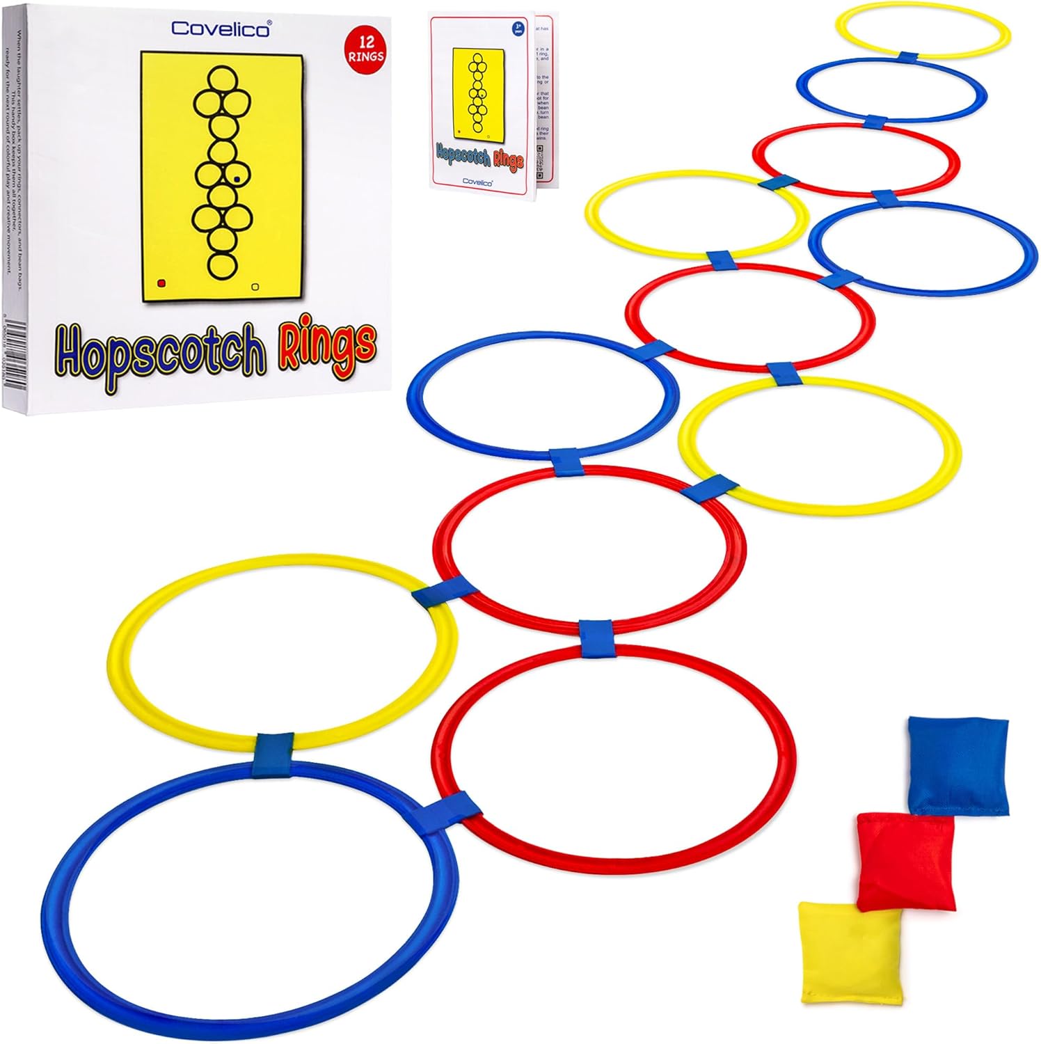 Kids Outdoor Bean Bag - Hopscotch-Ringe, 12 x 11-Zoll-Ringe und 3