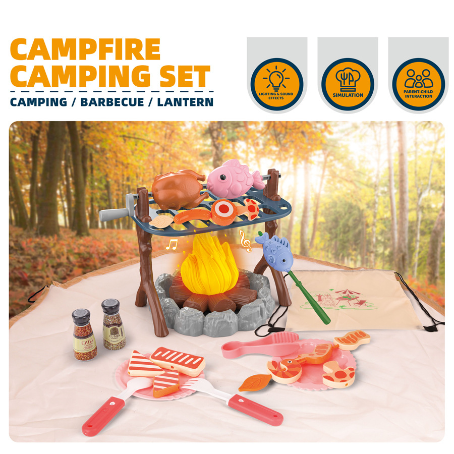 Kids Outdoor Tools - Kinder-Outdoor-Abenteuer-Werkzeugset, simuliertes Camping-Spielzeug mit Lagerfeuer und