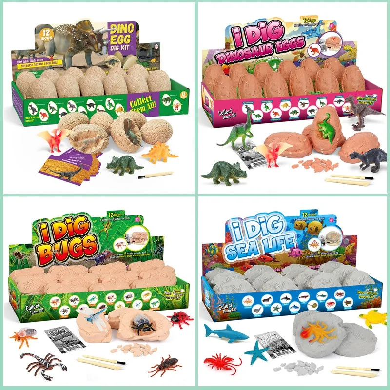 Kids Outdoor Excavator - 12-teiliges Archäologisches Dinosaurier-Ei-Ausgrabungsset, Fossilien-Ausgrabungsspielzeug für Jugendliche