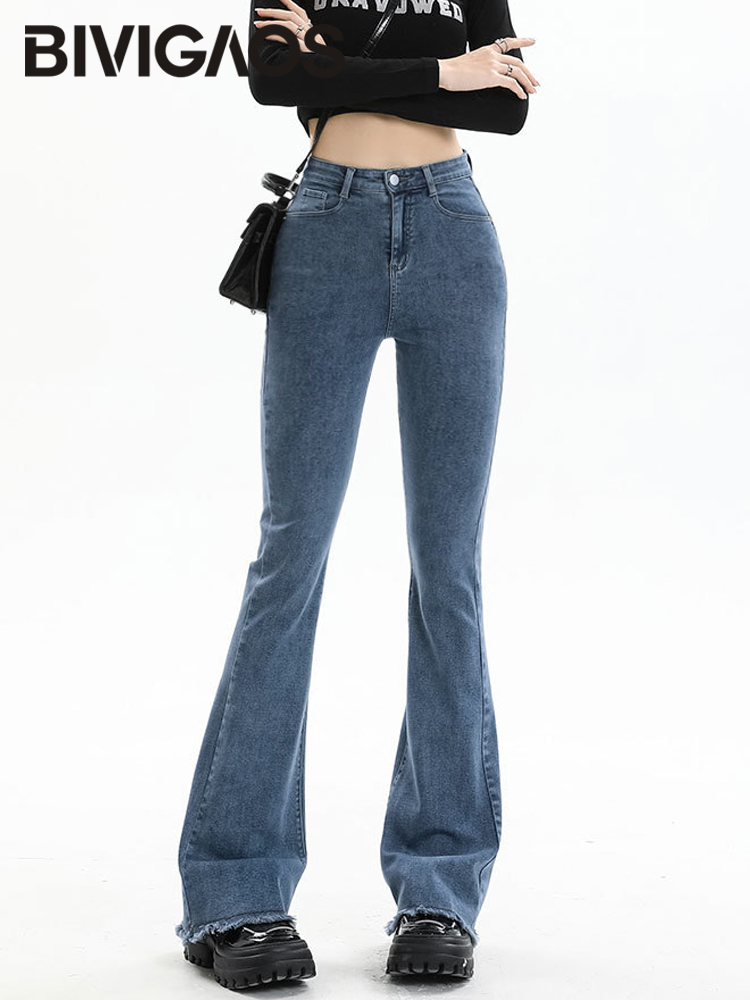 Mini Trampoline Spring - BIVIGAOS Neue Herbst-Frühlings-Mikro-Schlagjeans für Damen mit