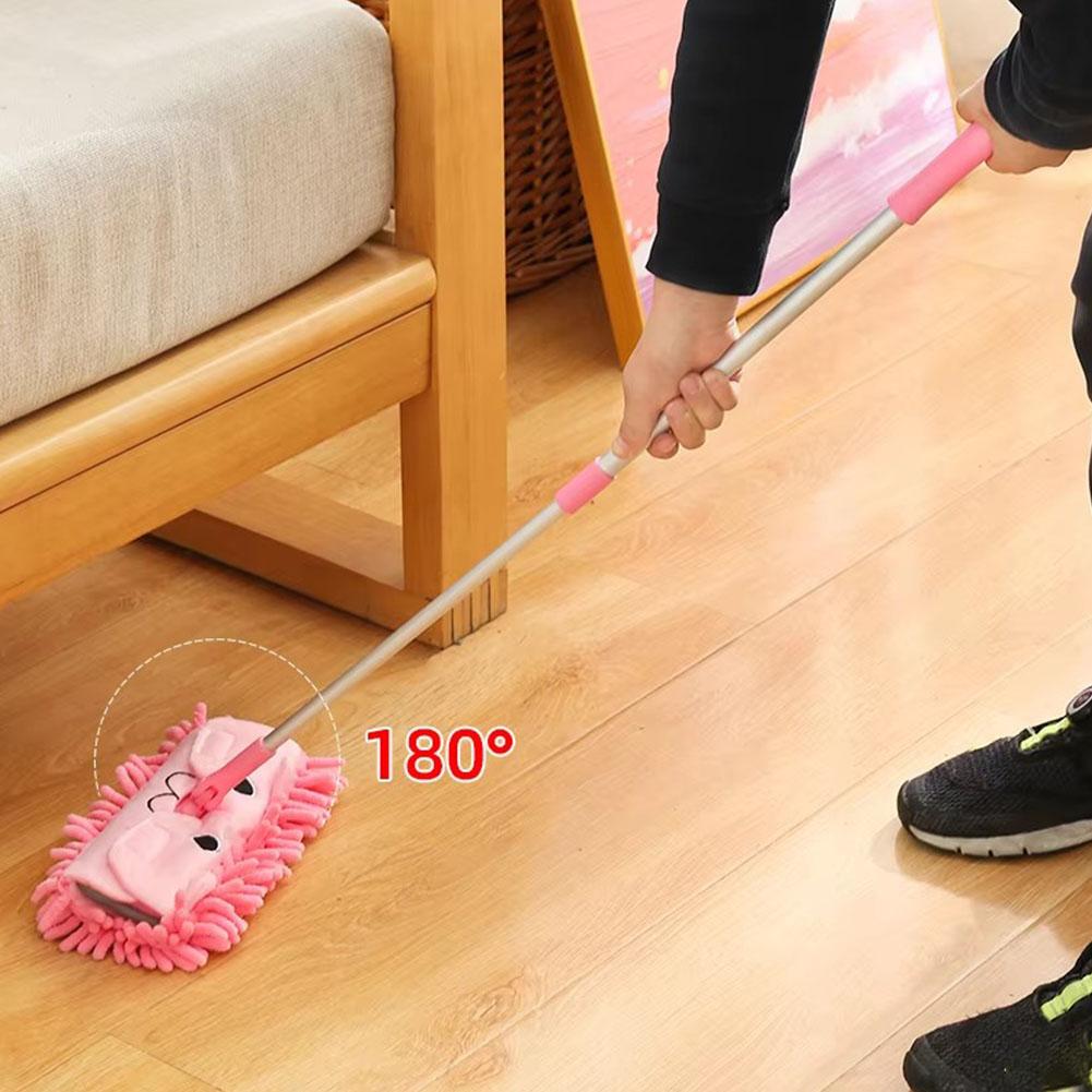 Kids Outdoor Broom - Mini-Kinderbesen und -Kehrschaufel, Cartoon-Katze, flexible Borsten,
