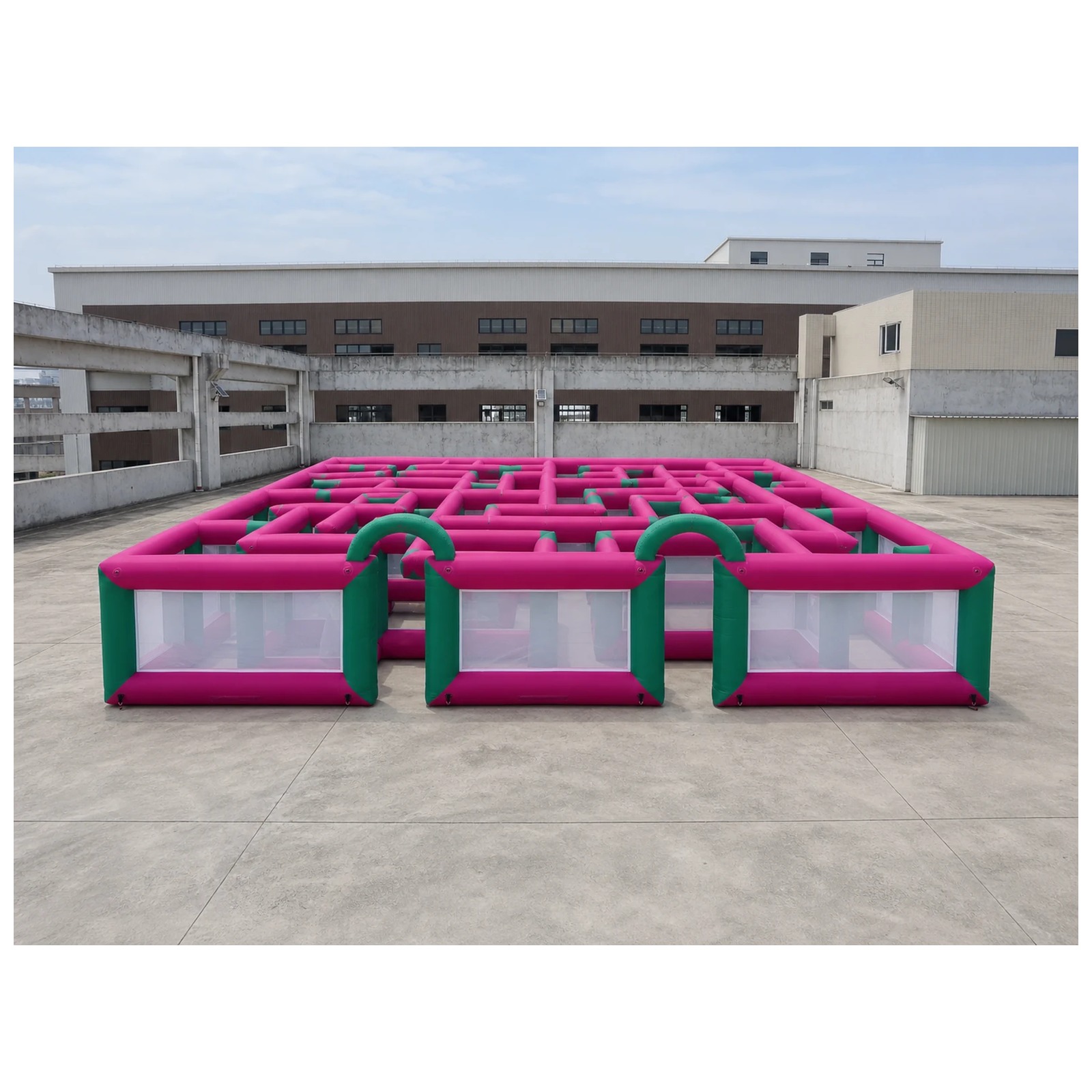 Kids Outdoor Venues - Großes, magentagrünes, offenes, aufblasbares Labyrinth aus