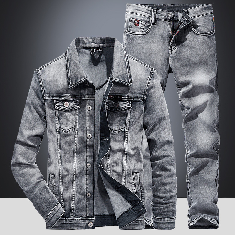 Mini Trampoline Spring - Frühling Herbst Denim Anzug Herren Slim
