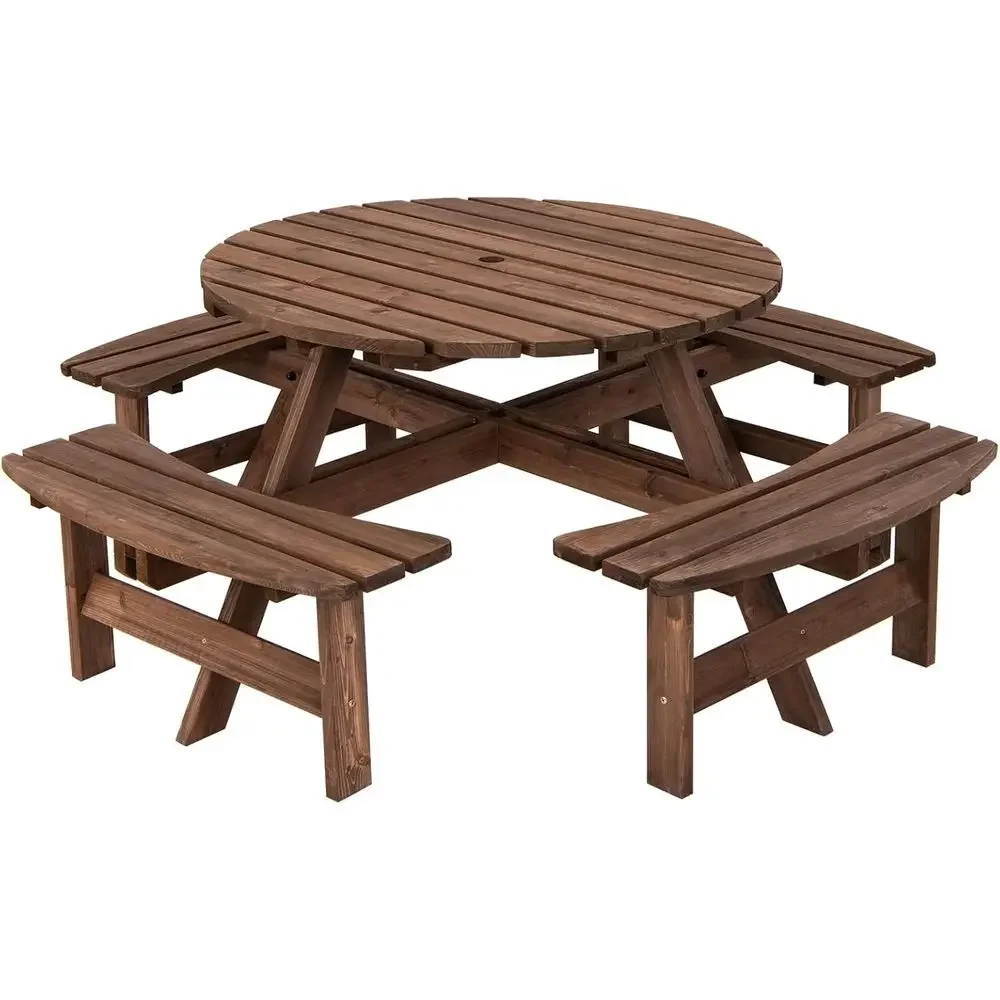 Kids Outdoor Bench With Umbrella - Holz-Picknicktisch-Set mit Holzbank, für 4 Erwachsene