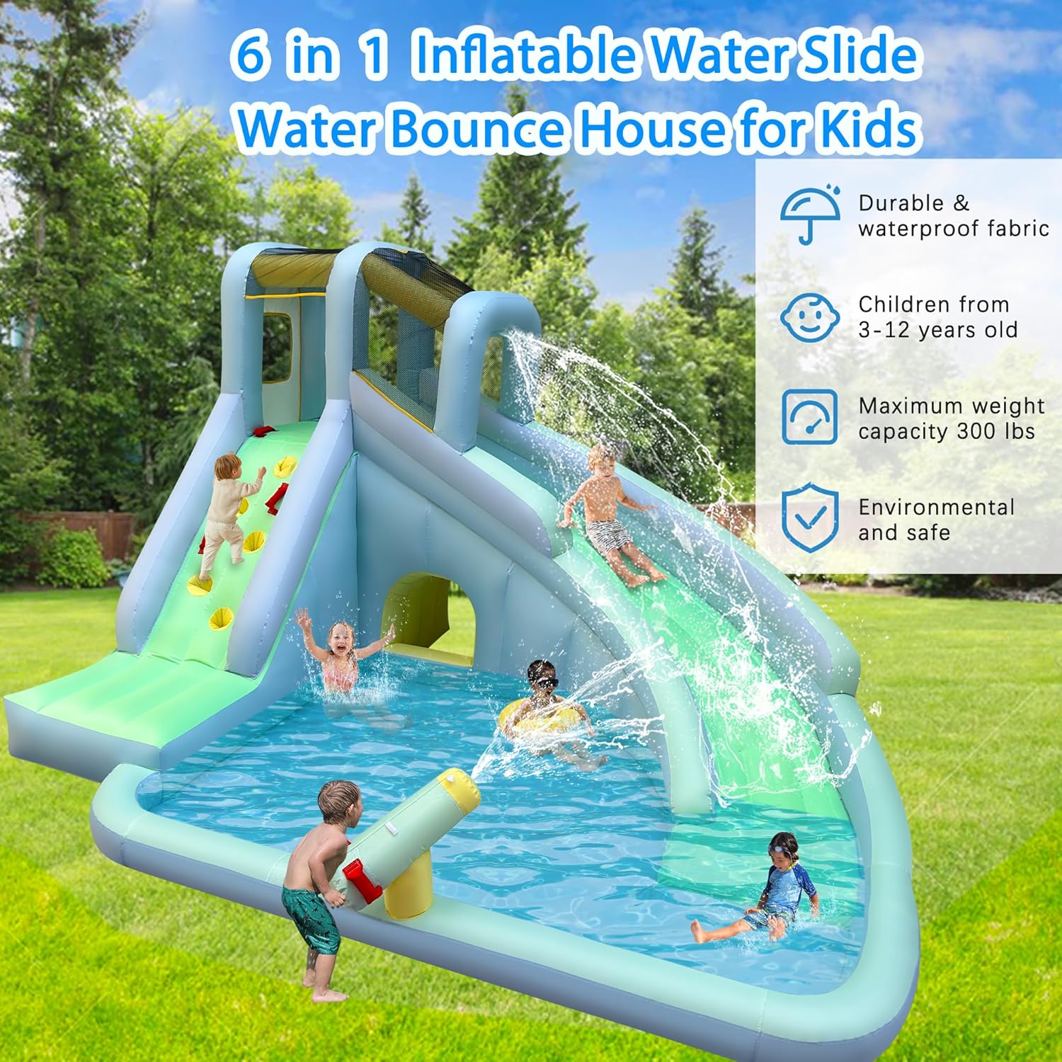 6-in-1 Aufblasbares Kinder-Hüp – Kids Outdoor Inflatable Water Slide Bewertung und Preis