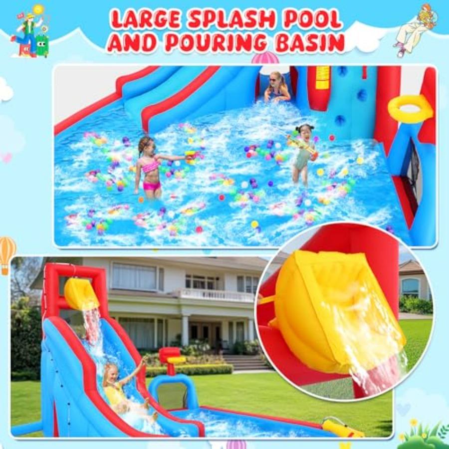 Aufblasbare Wasserrutsche mit  – Kids Outdoor Inflatable Water Slide Bewertung und Preis