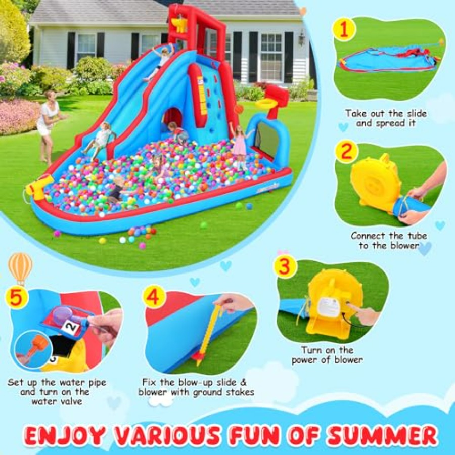 Aufblasbare Wasserrutsche mit  – Kids Outdoor Inflatable Water Slide Bewertung und Preis