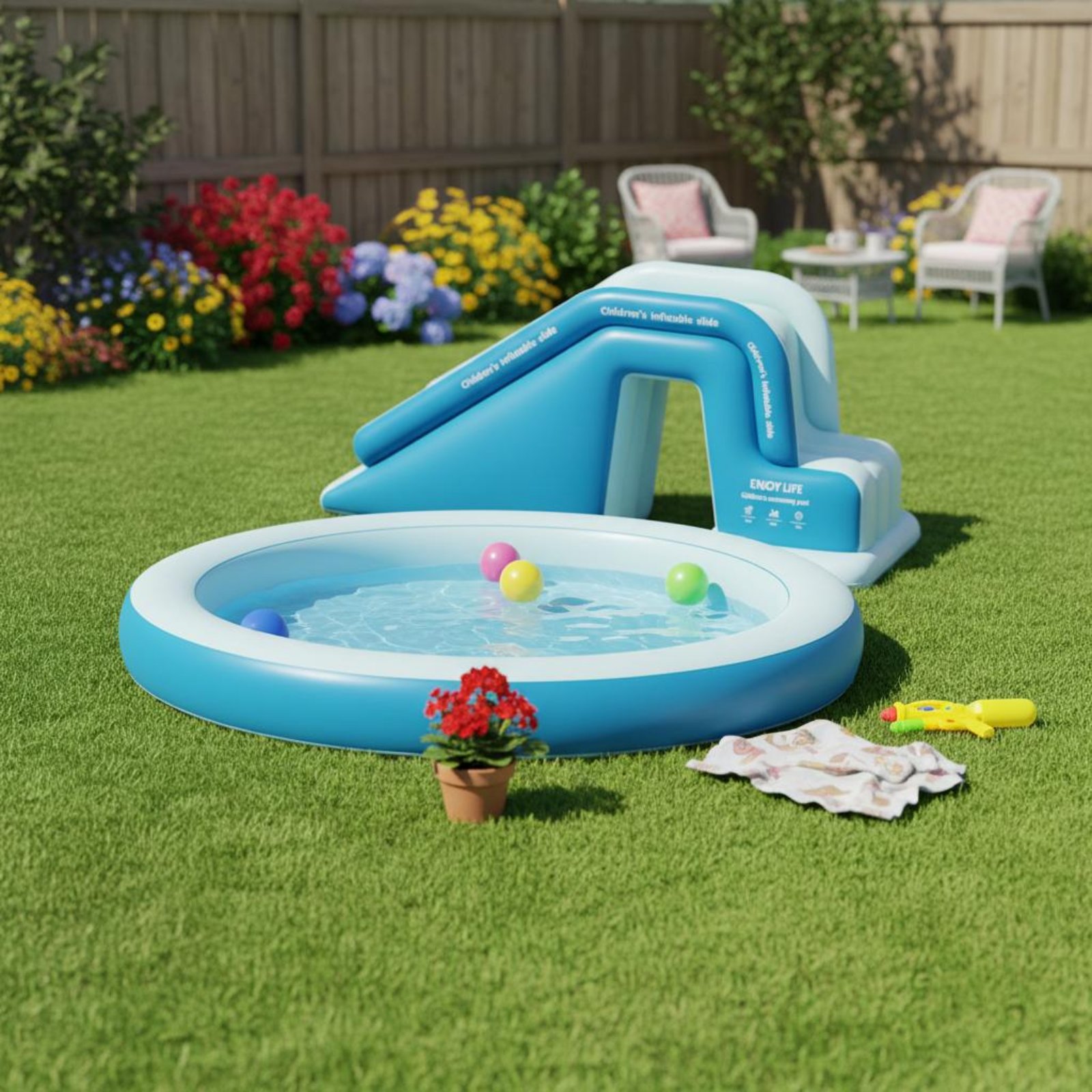 Aufblasbare Poolrutsche Faltba – Kids Outdoor Inflatable Water Slide Bewertung und Preis