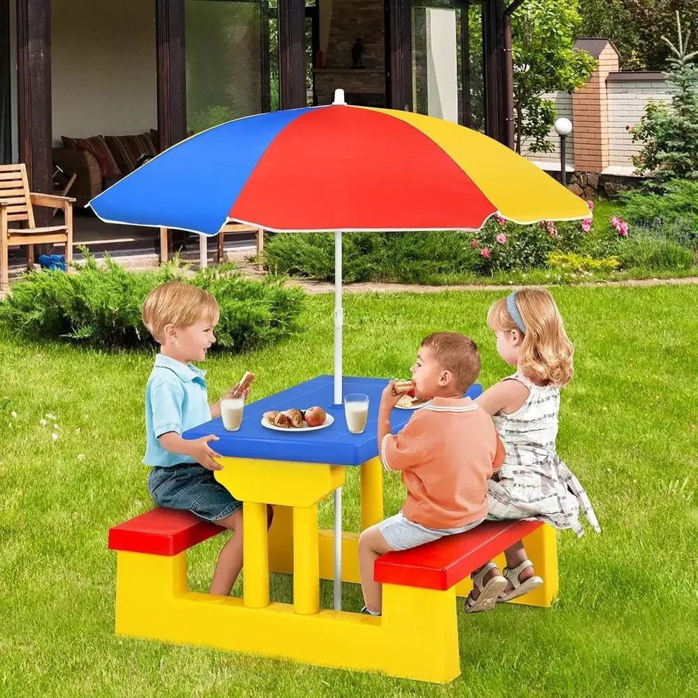 Mehrfarbiges Outdoor-Kinder-Pi – Kids Outdoor Bench With Umbrella Bewertung und Preis