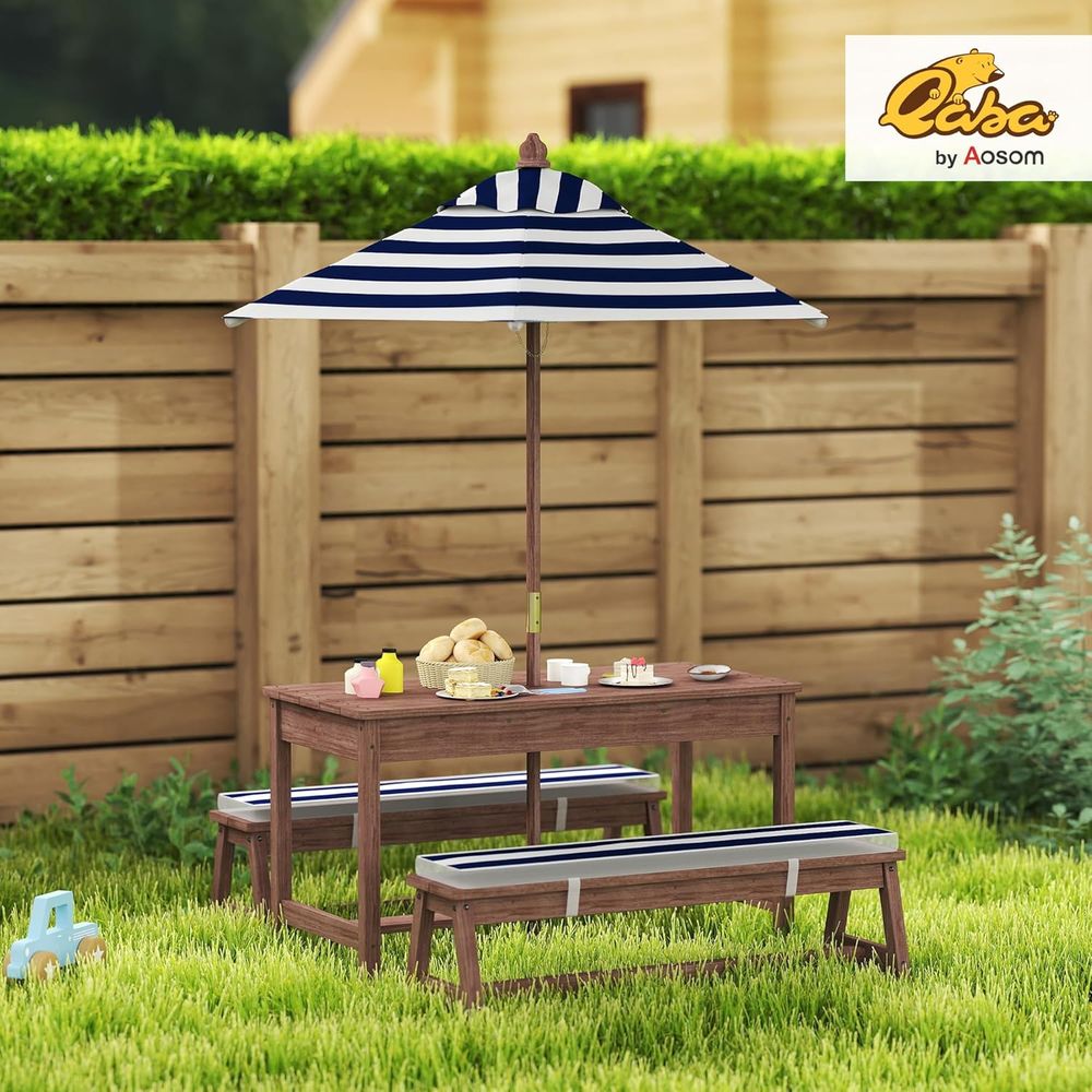 Qaba Kinder-Picknicktisch, Out – Kids Outdoor Bench With Umbrella Bewertung und Preis