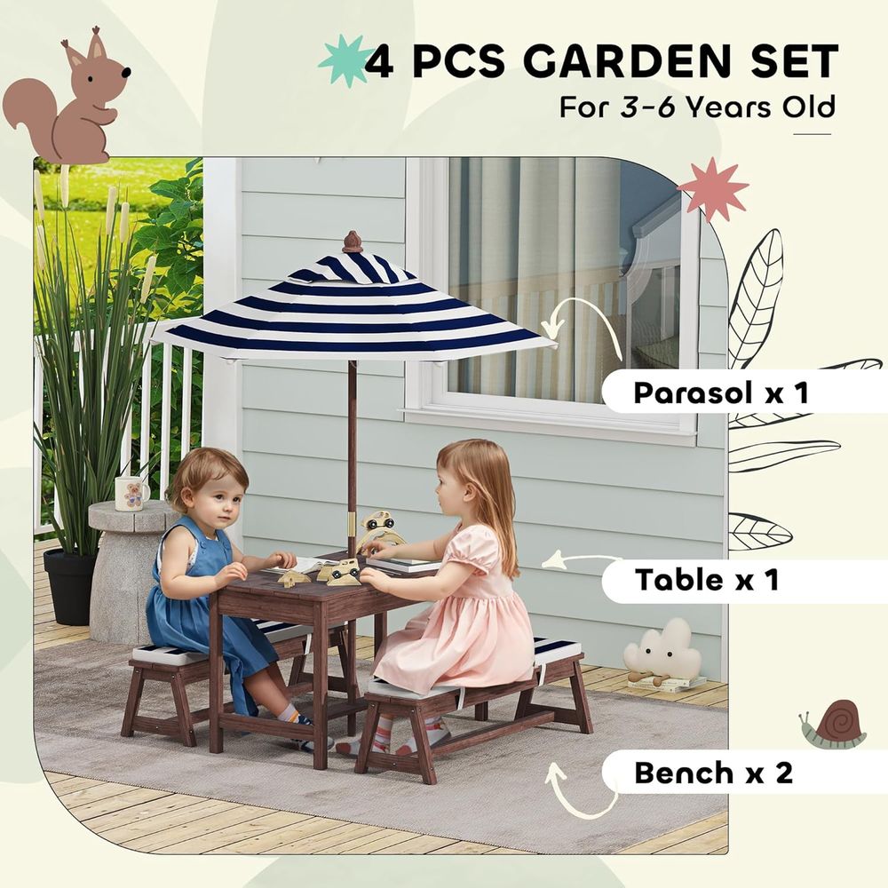 Qaba Kinder-Picknicktisch, Out – Kids Outdoor Bench With Umbrella Bewertung und Preis