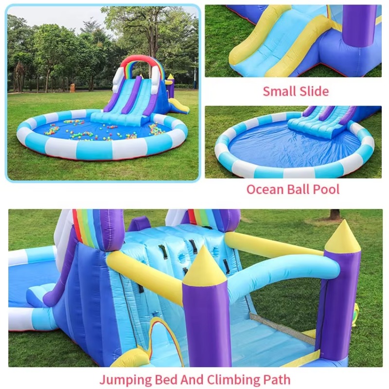 Riesige Regenbogen-Aufblasbare – Kids Outdoor Inflatable Water Slide Bewertung und Preis