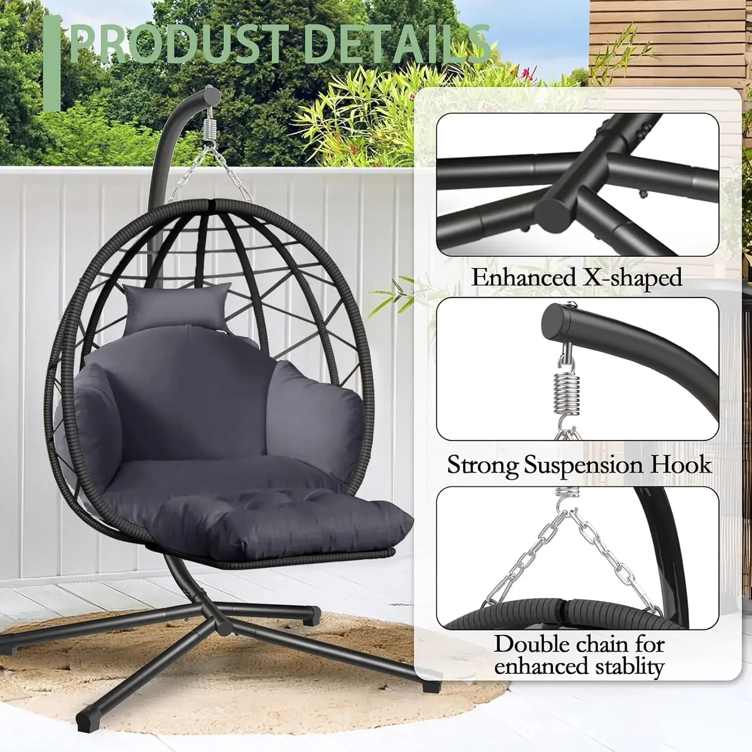 Hängesessel mit Ständer und Be – Kids Outdoor Egg Chair Bewertung und Preis