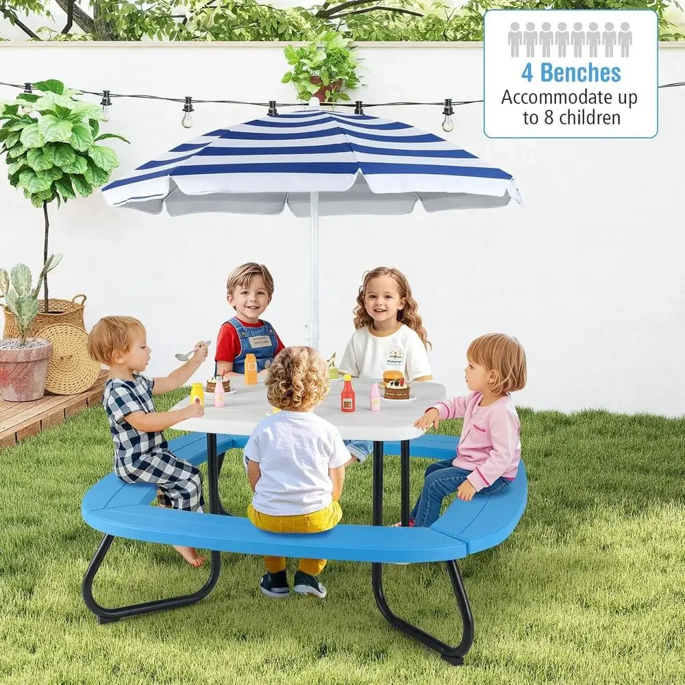 8-Personen Kinder-Picknicktisc – Kids Outdoor Bench With Umbrella Bewertung und Preis