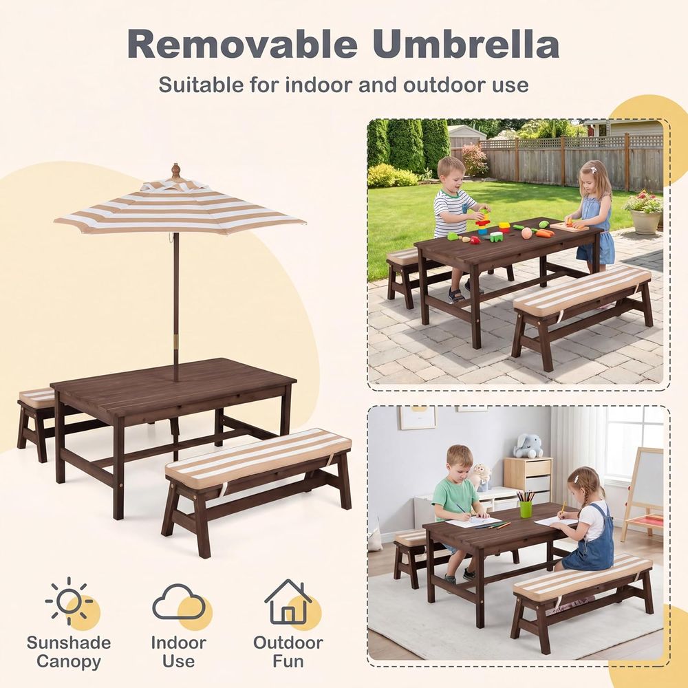 Kinder-Picknicktisch, große 42 – Kids Outdoor Bench With Umbrella Bewertung und Preis
