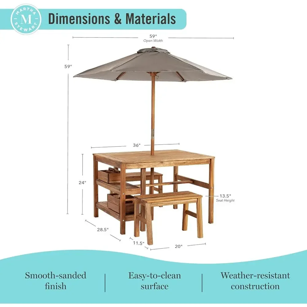 Kinder-Outdoor-Aktivitätstisch – Kids Outdoor Bench With Umbrella Bewertung und Preis