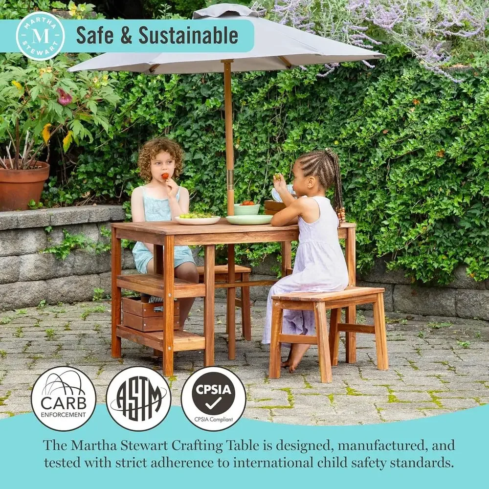 Kinder-Outdoor-Aktivitätstisch – Kids Outdoor Bench With Umbrella Bewertung und Preis
