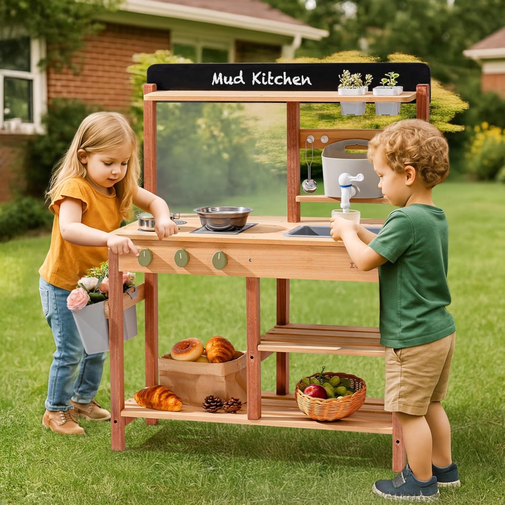 US-Versand: Holz-Schlammküche  – Kids Outdoor Wooden Playset Bewertung und Preis