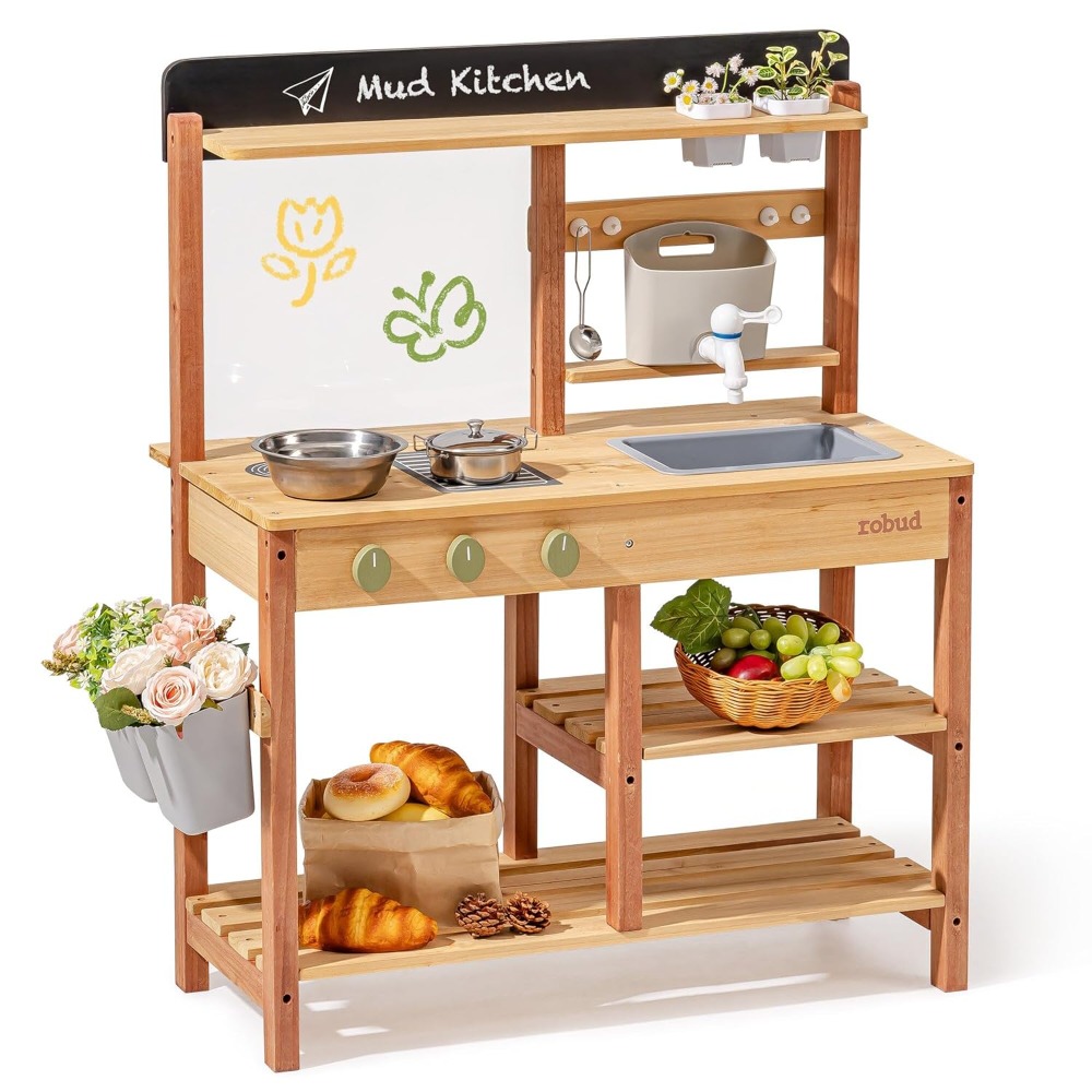 US-Versand: Holz-Schlammküche  – Kids Outdoor Wooden Playset Bewertung und Preis