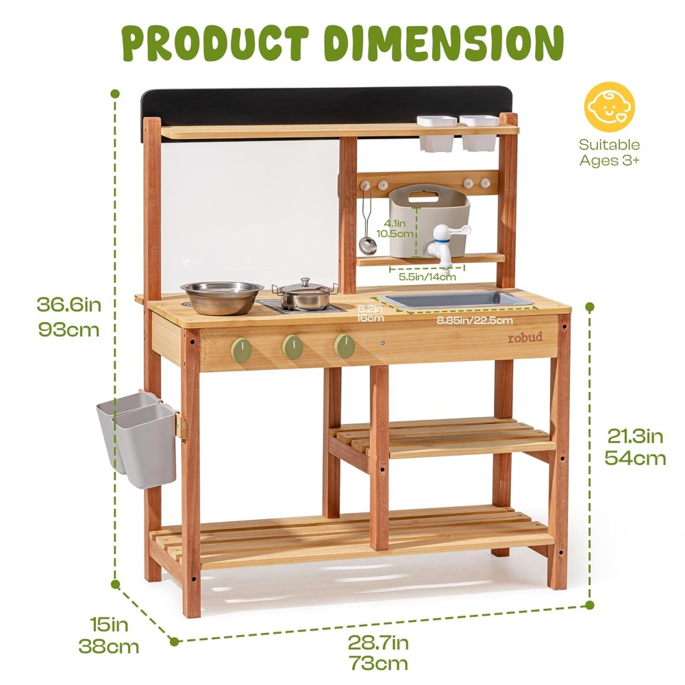 US-Versand: Holz-Schlammküche  – Kids Outdoor Wooden Playset Bewertung und Preis
