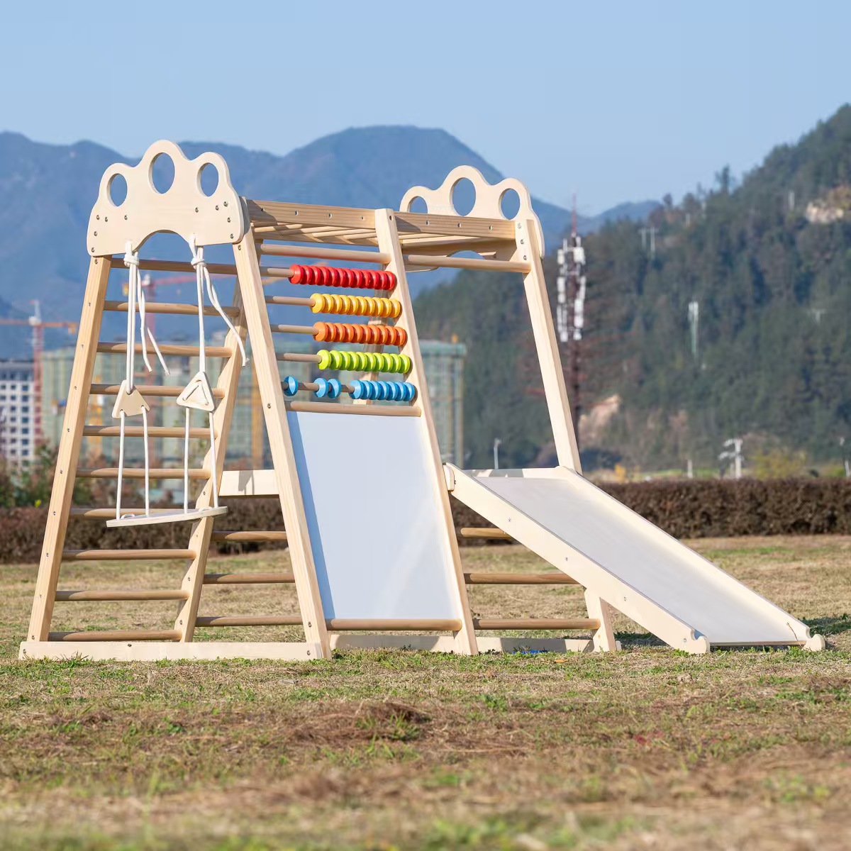 Großes Massivholz-Klettergerüs – Kids Outdoor Wooden Playset Bewertung und Preis