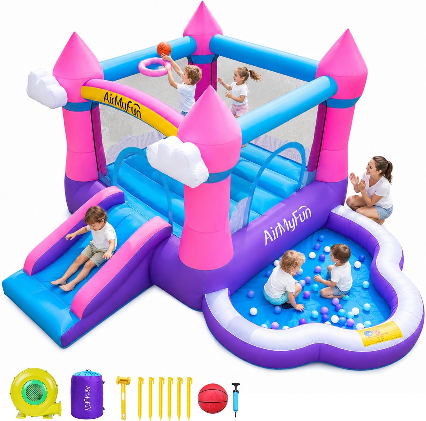 Rosa Aufblasbare Hüpfburg für  – Kids Outdoor Inflatable Water Slide Bewertung und Preis