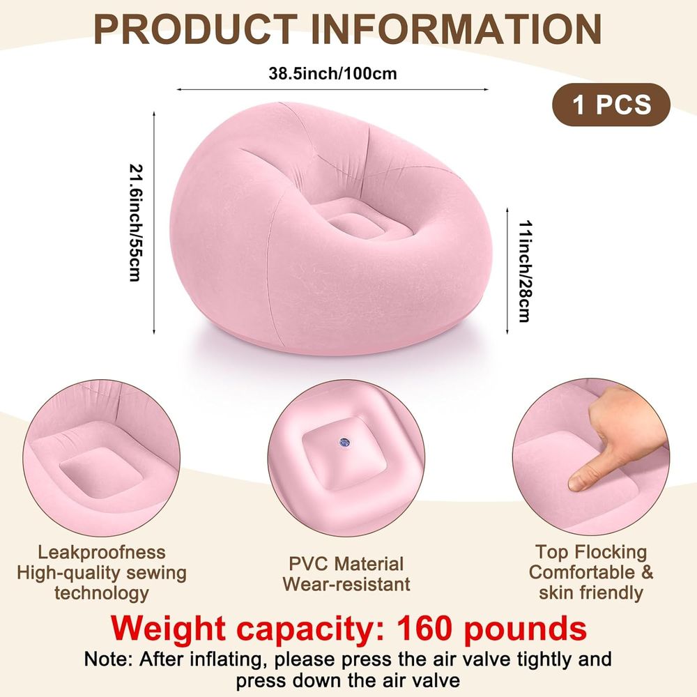 Aufblasbare Sitzsäcke, Rosa |  – Kids Outdoor Bean Bag Bewertung und Preis