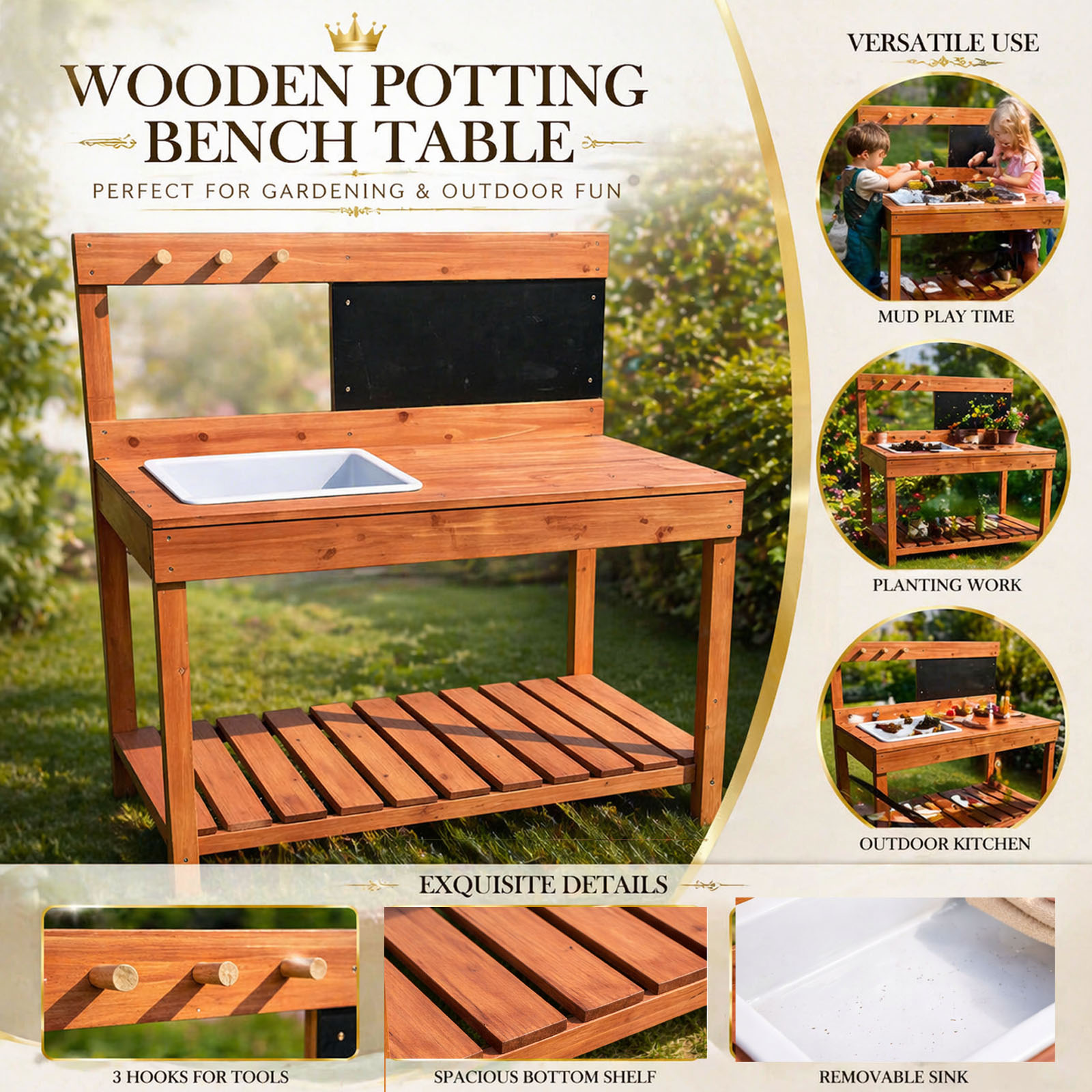 Holz-Pflanztische für Kinder,  – Kids Outdoor Tools Bewertung und Preis