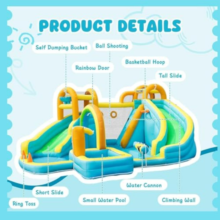 Aufblasbare Wasserrutsche für  – Kids Outdoor Inflatable Water Slide Bewertung und Preis