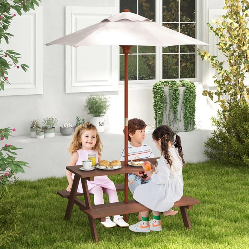 Outdoor 4-Sitzer Kinder-Pickni – Kids Outdoor Bench With Umbrella Bewertung und Preis