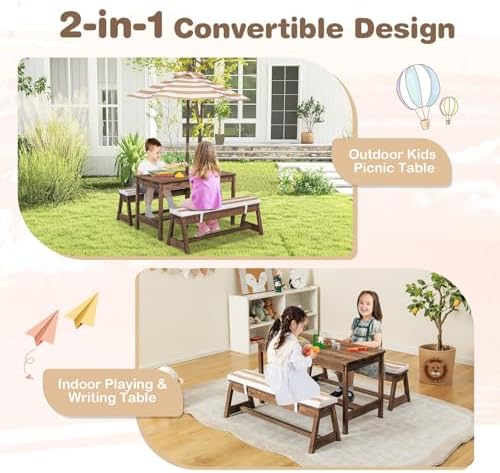 Kinder-Picknicktisch, Outdoor- – Kids Outdoor Bench With Umbrella Bewertung und Preis