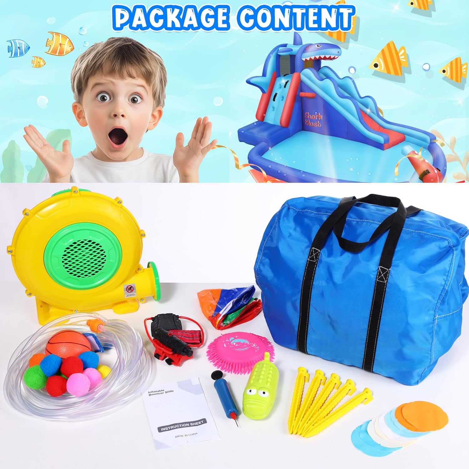 Hai-Themen Aufblasbarer Wasser – Kids Outdoor Inflatable Water Slide Bewertung und Preis