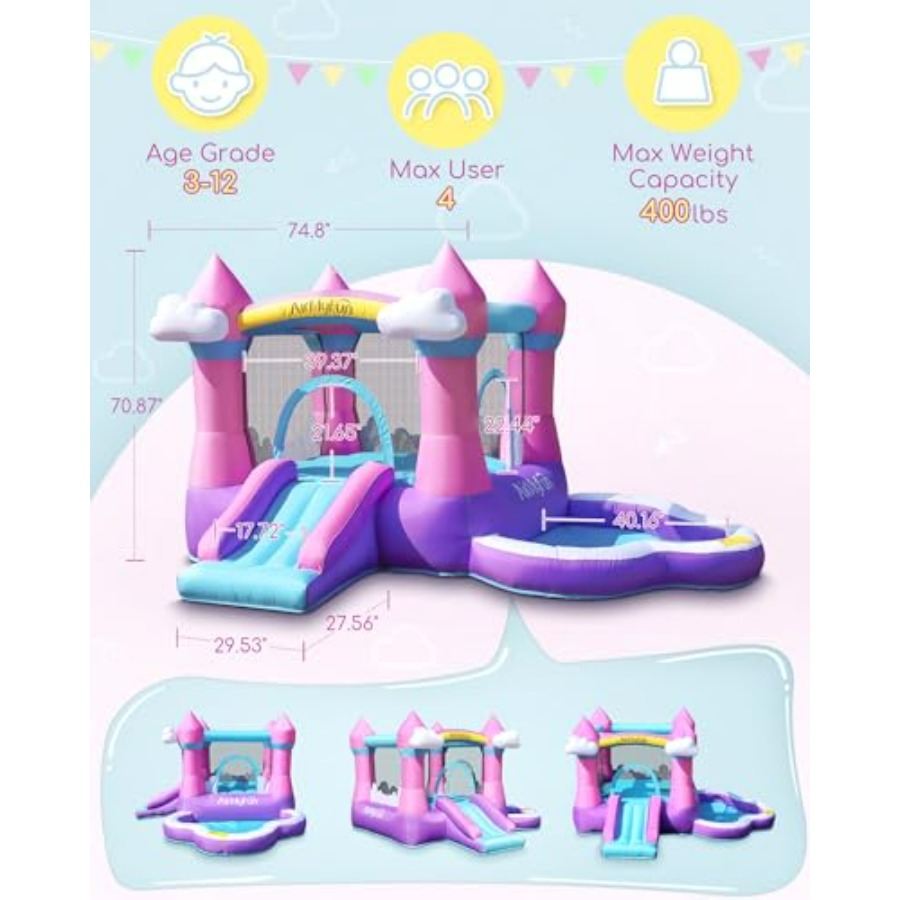 Rosa aufblasbare Hüpfburg für  – Kids Outdoor Inflatable Water Slide Bewertung und Preis