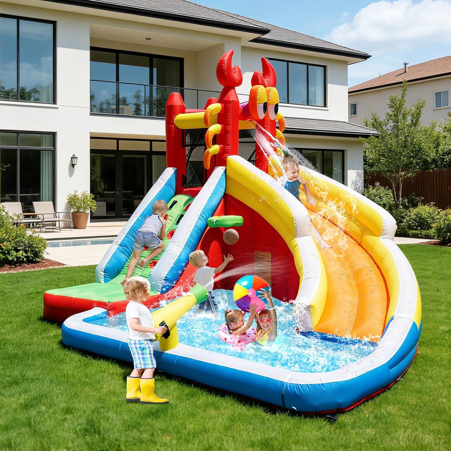 Großes Aufblasbares Hüpfhaus m – Kids Outdoor Inflatable Water Slide Bewertung und Preis