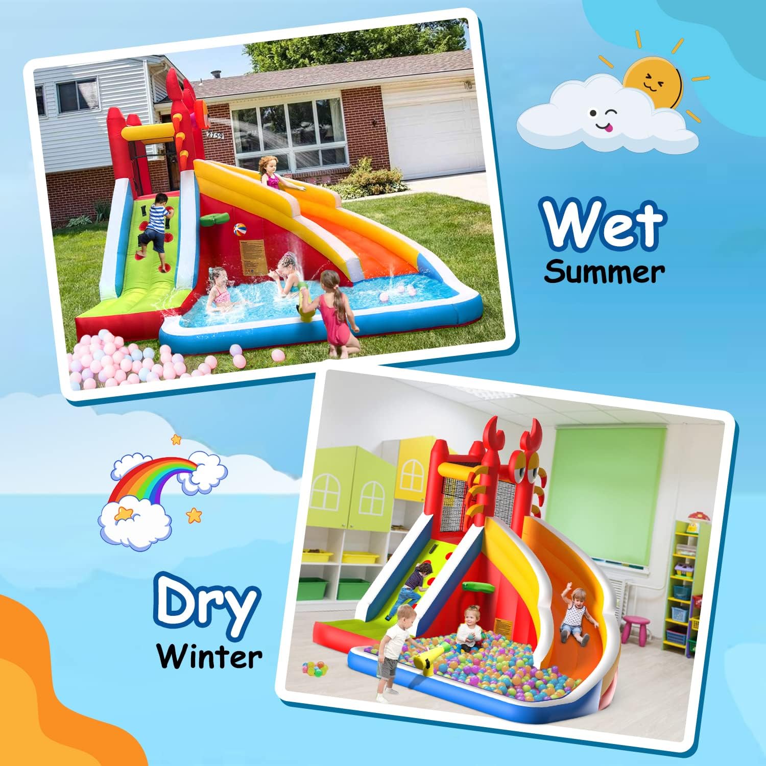 Großes Aufblasbares Hüpfhaus m – Kids Outdoor Inflatable Water Slide Bewertung und Preis