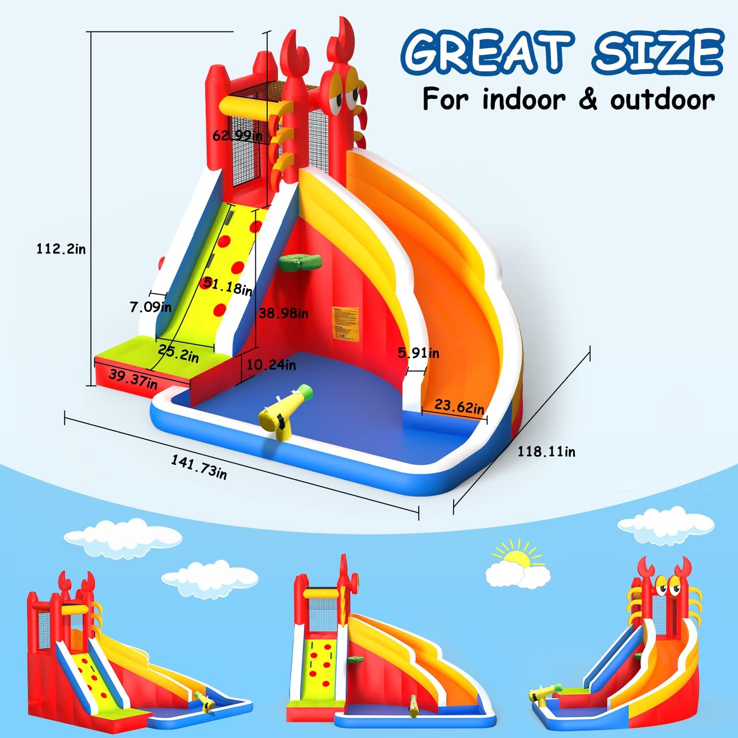 Großes Aufblasbares Hüpfhaus m – Kids Outdoor Inflatable Water Slide Bewertung und Preis