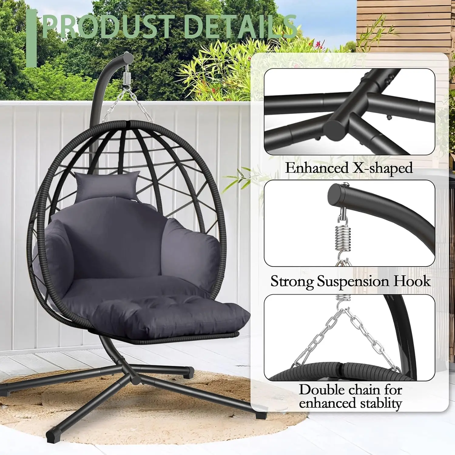 Hängesessel mit Ständer und Be – Kids Outdoor Egg Chair Bewertung und Preis