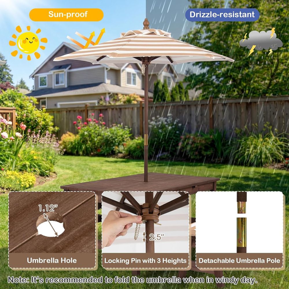 Kinder-Picknicktisch, Holztisc – Kids Outdoor Bench With Umbrella Bewertung und Preis