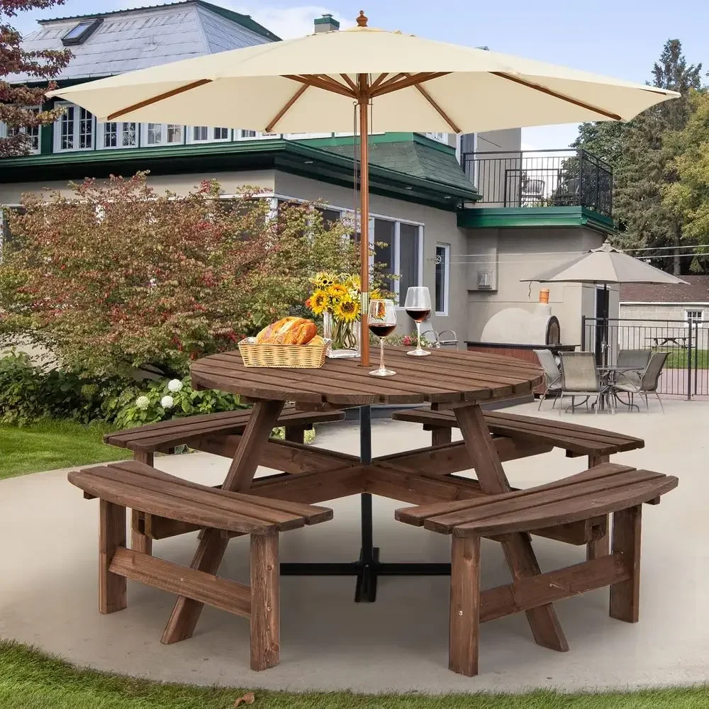 Holz-Picknicktisch-Set mit Hol – Kids Outdoor Bench With Umbrella Bewertung und Preis
