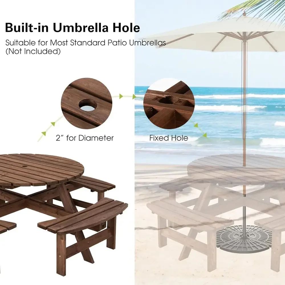 Holz-Picknicktisch-Set mit Hol – Kids Outdoor Bench With Umbrella Bewertung und Preis
